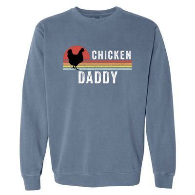 Chicken Daddy With Retro Sunset, Farmer, Funny Chicken Lover Garment-Dyed Sweatshirt