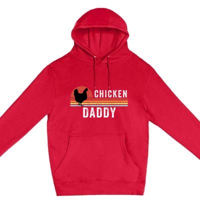 Chicken Daddy With Retro Sunset, Farmer, Funny Chicken Lover Premium Pullover Hoodie