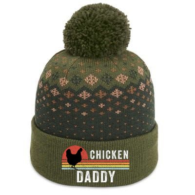 Chicken Daddy With Retro Sunset, Farmer, Funny Chicken Lover The Baniff Cuffed Pom Beanie