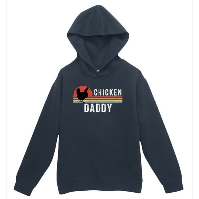 Chicken Daddy With Retro Sunset, Farmer, Funny Chicken Lover Urban Pullover Hoodie