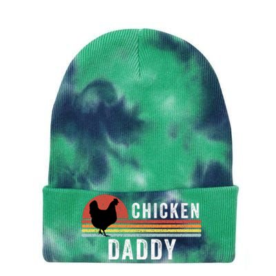 Chicken Daddy With Retro Sunset, Farmer, Funny Chicken Lover Tie Dye 12in Knit Beanie