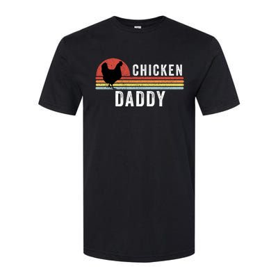 Chicken Daddy With Retro Sunset, Farmer, Funny Chicken Lover Softstyle CVC T-Shirt