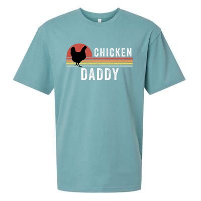 Chicken Daddy With Retro Sunset, Farmer, Funny Chicken Lover Sueded Cloud Jersey T-Shirt