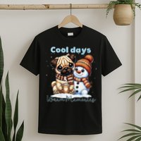 Cool Days Warm Memories Pug And Snowman Friend Share Cocoa T-Shirt