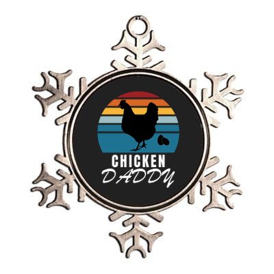 Chicken Daddy With Retro Sunset, Farmer Funny Chicken Lover Metallic Star Ornament