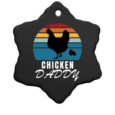 Chicken Daddy With Retro Sunset, Farmer Funny Chicken Lover Ceramic Star Ornament