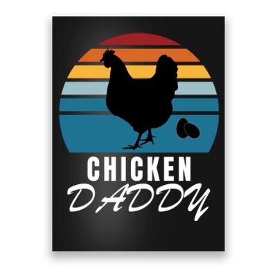 Chicken Daddy With Retro Sunset, Farmer Funny Chicken Lover Poster