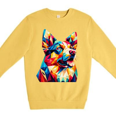 Colorful Dog With Vibrant Shades In Poligonal Art Style Premium Crewneck Sweatshirt