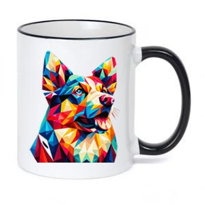 Colorful Dog With Vibrant Shades In Poligonal Art Style 11oz Black Color Changing Mug