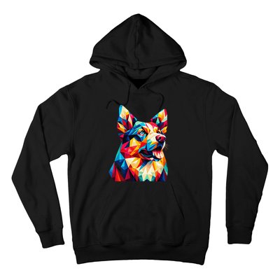 Colorful Dog With Vibrant Shades In Poligonal Art Style Hoodie