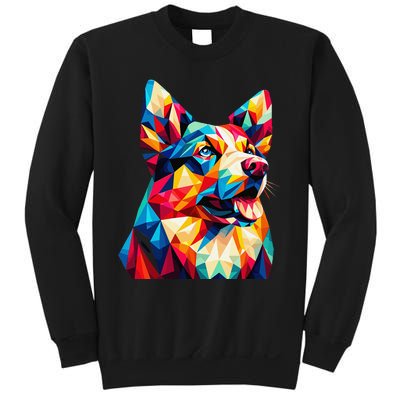 Colorful Dog With Vibrant Shades In Poligonal Art Style Sweatshirt