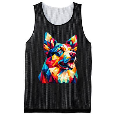 Colorful Dog With Vibrant Shades In Poligonal Art Style Mesh Reversible Basketball Jersey Tank