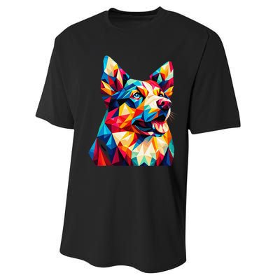 Colorful Dog With Vibrant Shades In Poligonal Art Style Performance Sprint T-Shirt