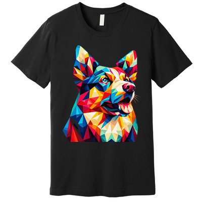 Colorful Dog With Vibrant Shades In Poligonal Art Style Premium T-Shirt