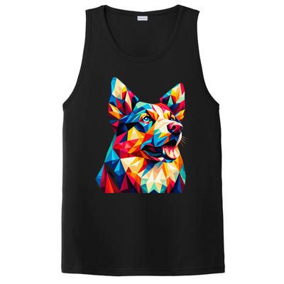 Colorful Dog With Vibrant Shades In Poligonal Art Style PosiCharge Competitor Tank