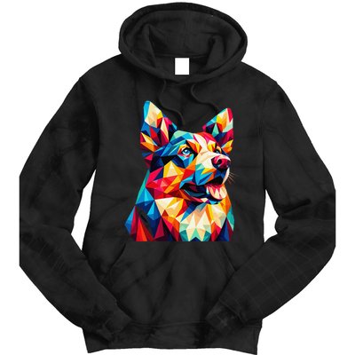 Colorful Dog With Vibrant Shades In Poligonal Art Style Tie Dye Hoodie