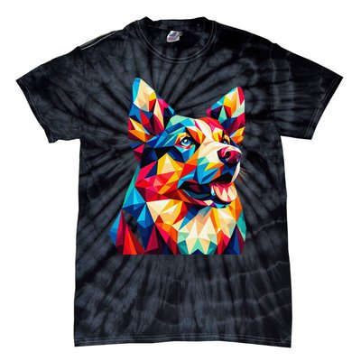 Colorful Dog With Vibrant Shades In Poligonal Art Style Tie-Dye T-Shirt