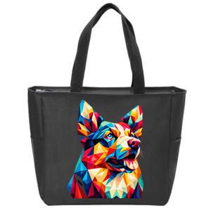 Colorful Dog With Vibrant Shades In Poligonal Art Style Zip Tote Bag