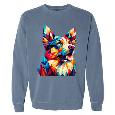 Colorful Dog With Vibrant Shades In Poligonal Art Style Garment-Dyed Sweatshirt