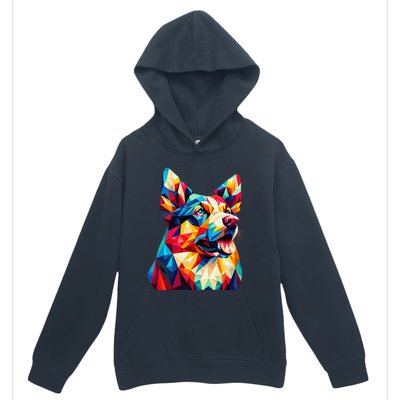 Colorful Dog With Vibrant Shades In Poligonal Art Style Urban Pullover Hoodie