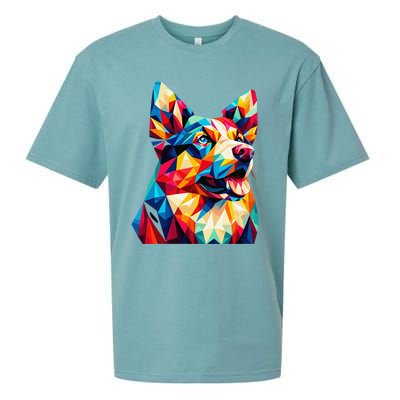 Colorful Dog With Vibrant Shades In Poligonal Art Style Sueded Cloud Jersey T-Shirt