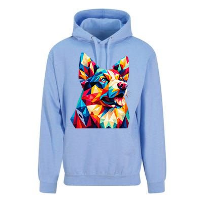 Colorful Dog With Vibrant Shades In Poligonal Art Style Unisex Surf Hoodie