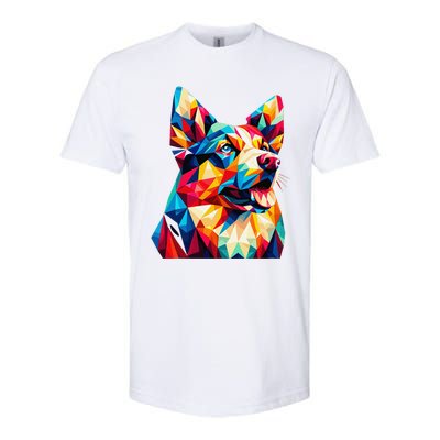 Colorful Dog With Vibrant Shades In Poligonal Art Style Softstyle CVC T-Shirt