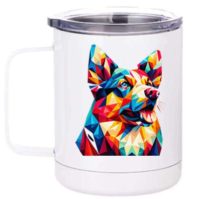 Colorful Dog With Vibrant Shades In Poligonal Art Style 12 oz Stainless Steel Tumbler Cup