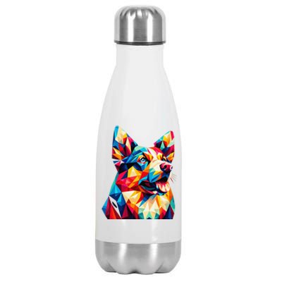 Colorful Dog With Vibrant Shades In Poligonal Art Style Stainless Steel Insulated Water Bottle