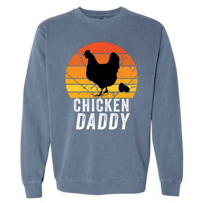 Chicken Daddy With Retro Sunset, Vintage Funny Chicken Lover Garment-Dyed Sweatshirt