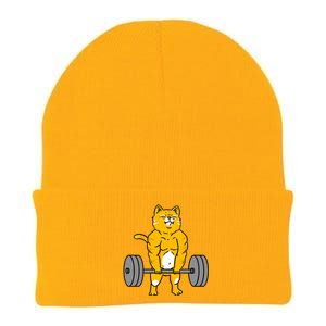 Cat Deadlift Weightlifting Cat Gift Knit Cap Winter Beanie