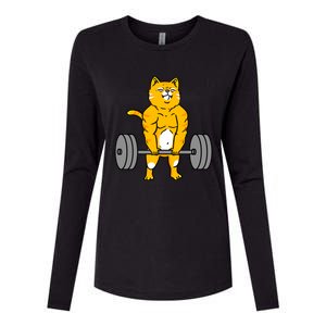 Cat Deadlift Weightlifting Cat Gift Womens Cotton Relaxed Long Sleeve T-Shirt