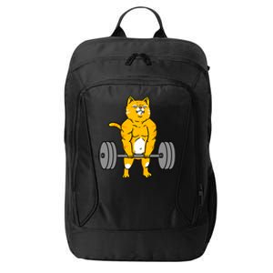 Cat Deadlift Weightlifting Cat Gift City Backpack