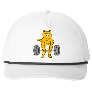 Cat Deadlift Weightlifting Cat Gift Snapback Five-Panel Rope Hat