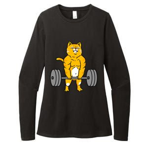 Cat Deadlift Weightlifting Cat Gift Womens CVC Long Sleeve Shirt