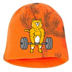 Cat Deadlift Weightlifting Cat Gift Kati - Camo Knit Beanie