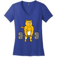 Cat Deadlift Weightlifting Cat Gift Women's V-Neck T-Shirt