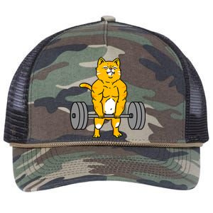 Cat Deadlift Weightlifting Cat Gift Retro Rope Trucker Hat Cap