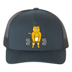 Cat Deadlift Weightlifting Cat Gift Yupoong Adult 5-Panel Trucker Hat