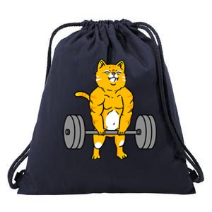 Cat Deadlift Weightlifting Cat Gift Drawstring Bag