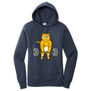 Cat Deadlift Weightlifting Cat Gift Women's Pullover Hoodie