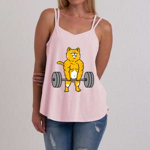 Cat Deadlift Weightlifting Cat Gift Women's Strappy Tank