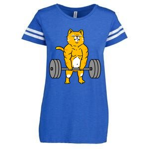 Cat Deadlift Weightlifting Cat Gift Enza Ladies Jersey Football T-Shirt