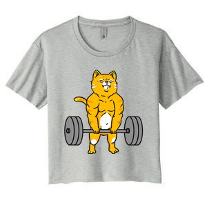 Cat Deadlift Weightlifting Cat Gift Women's Crop Top Tee