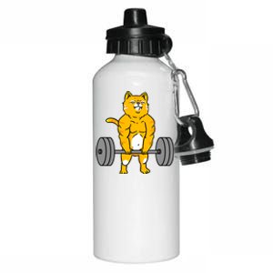 Cat Deadlift Weightlifting Cat Gift Aluminum Water Bottle