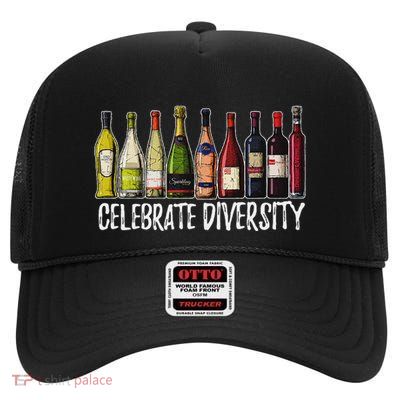 Celebrate Diversity Wine Drinker High Crown Mesh Back Trucker Hat