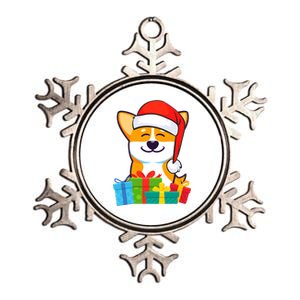 Corgi Dog With Santa Hat Corgi Christmas Gift Metallic Star Ornament