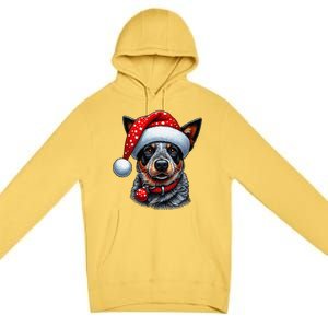 Cattle Dog With Santa Hat Premium Pullover Hoodie