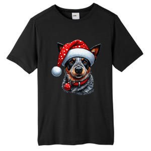 Cattle Dog With Santa Hat Tall Fusion ChromaSoft Performance T-Shirt