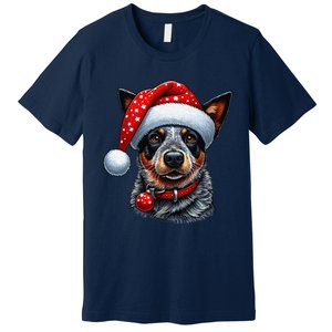 Cattle Dog With Santa Hat Premium T-Shirt